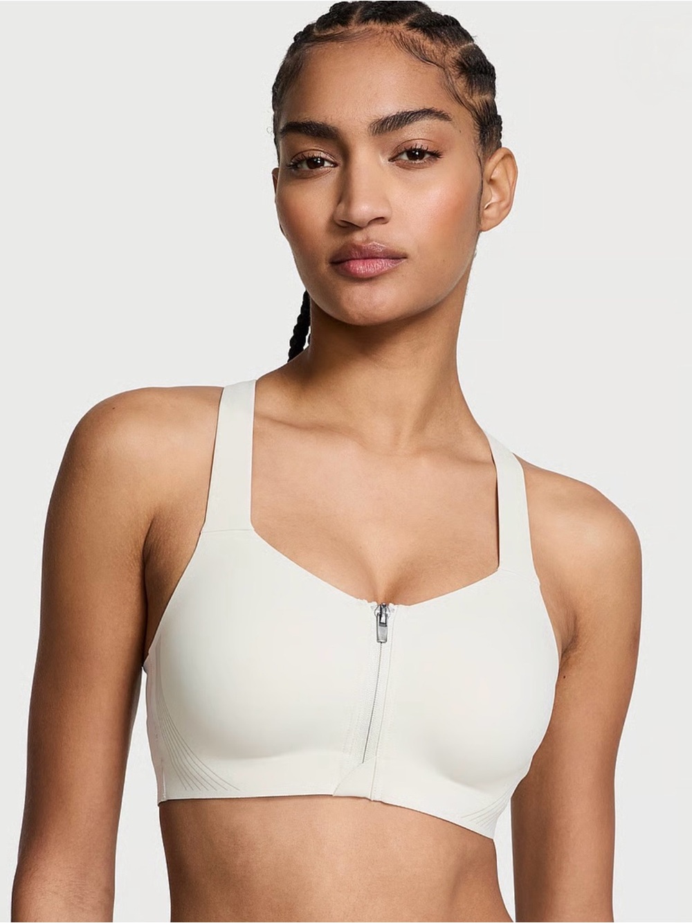 Victoria's Secret Front-Zip High Support Sports Bra - Cream